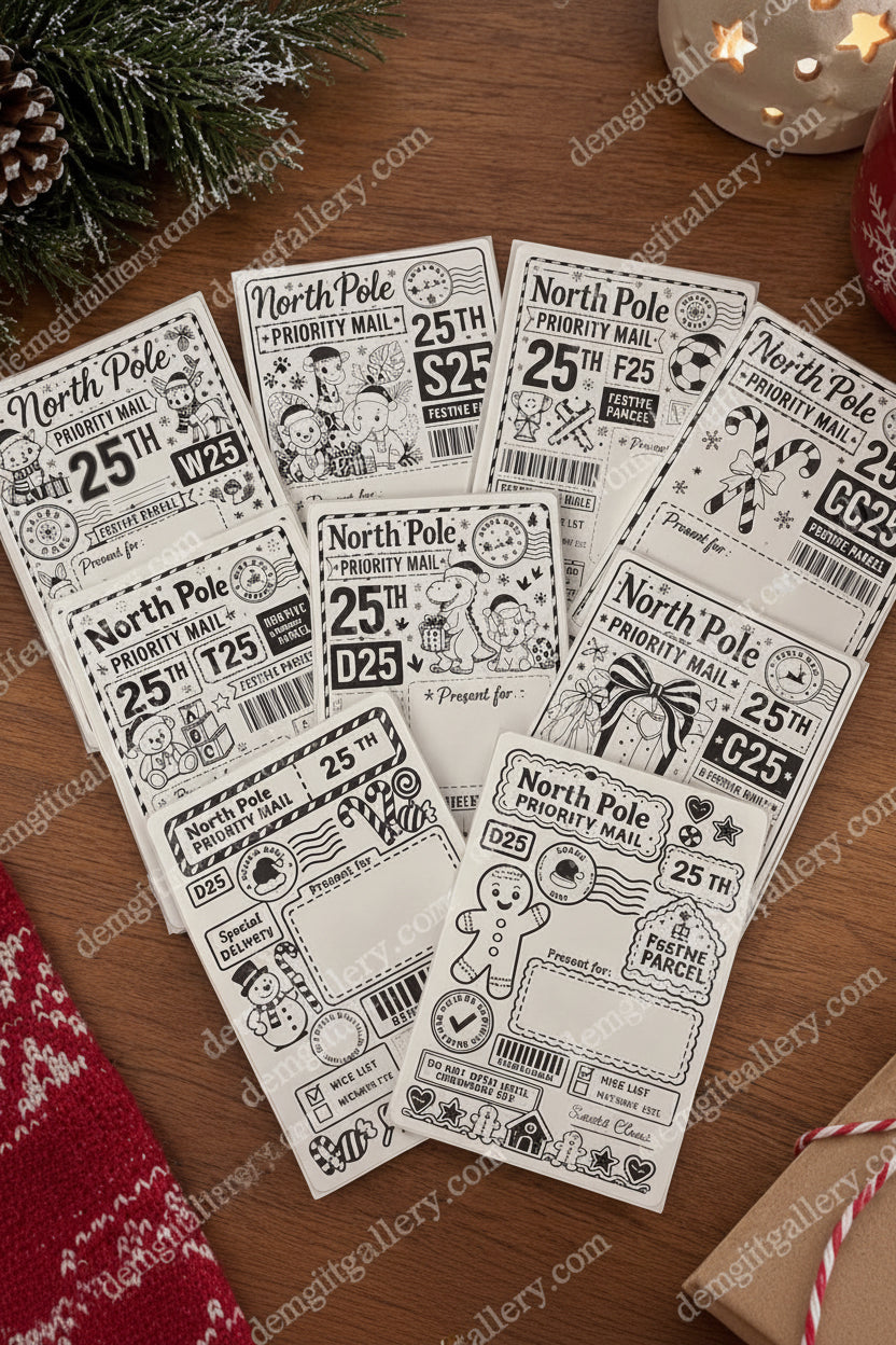 10pk North Pole Priority Mail Gift Labels