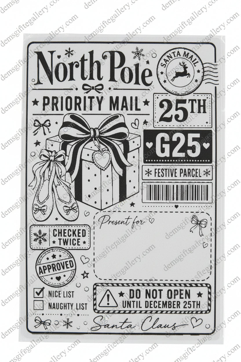 10pk North Pole Priority Mail Gift Labels