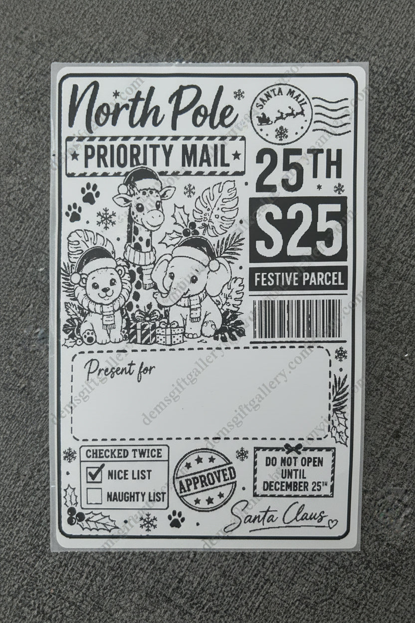 10pk North Pole Priority Mail Gift Labels